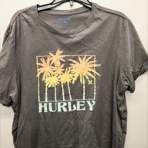 Hurley Charcoal Tee with Tropical Print